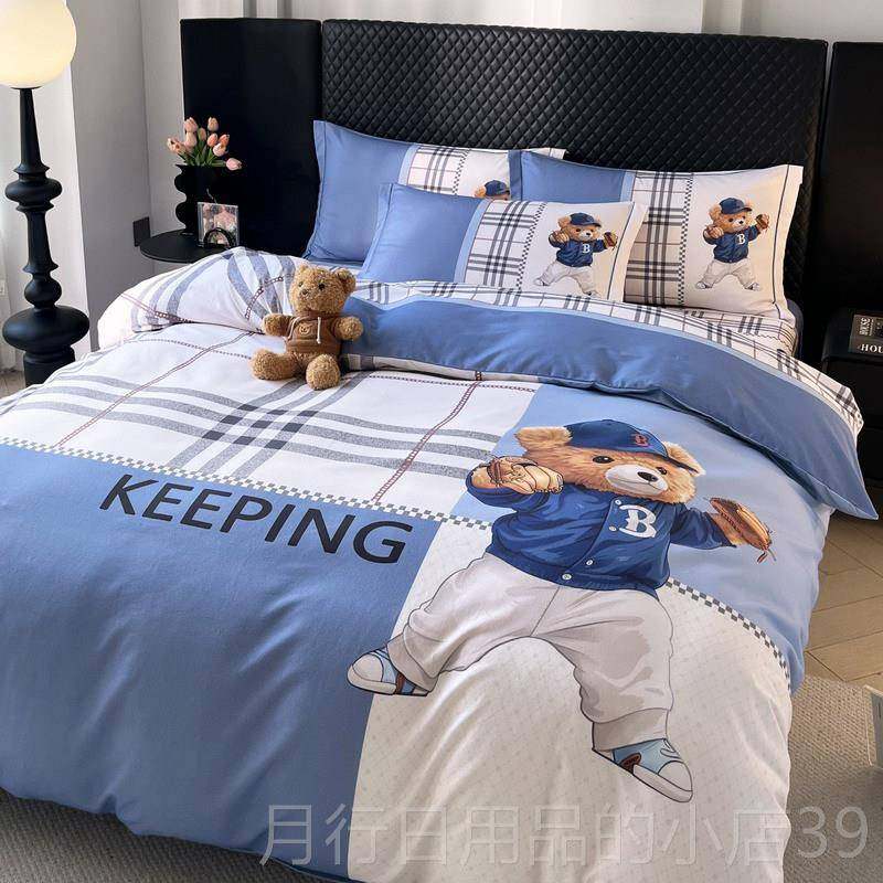 正品纯单棉卡通丝四拉件套纯棉女生男儿童宿舍三件套床生被套床上