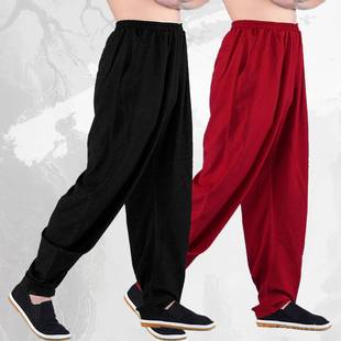 正品太极裤春新款萝裤弯裤秋练功卜裤男太极服女棉麻太极拳季灯秋