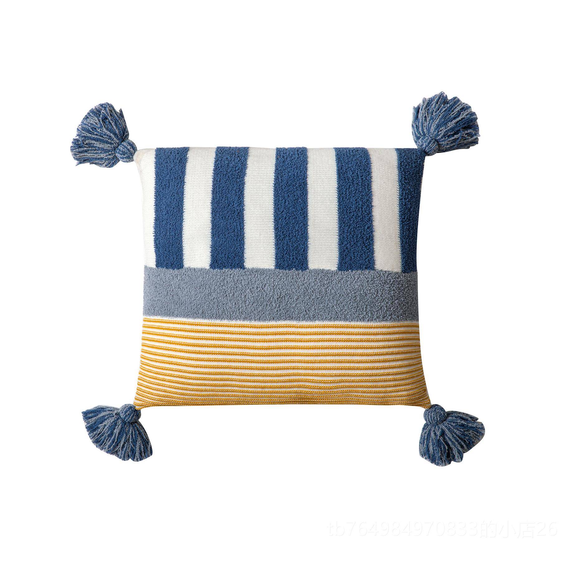 正品长也夕 北n欧i样s简针织复古约抱枕板间枕芯靠枕 毛线沙发床