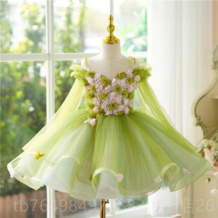 正品女公童礼服森持系花仙子主裙花主人儿童生童日走秀钢琴演出服