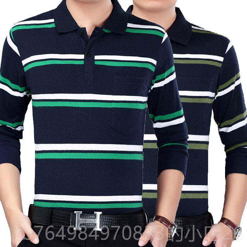 正品爸2件男装真口袋春秋工地干秋活衣服衣长袖T恤中年爸装外穿工