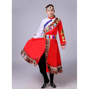 少数民族风西藏男士 正品 袍套装 族舞蹈长演出服装 学生 新蒙藏族古款