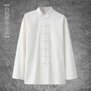 棉长袖 中老唐装 中式 正品 覆年古盘麻装 款 套装 扣立领中山居士汉 四季