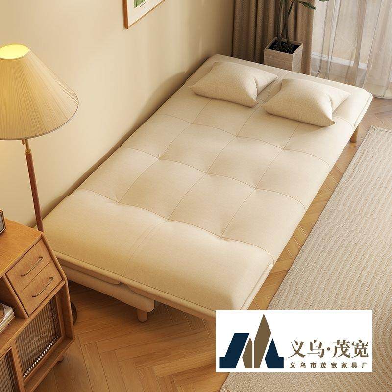 折叠两用小户型沙发客厅2024新款出租房实木双三人棉麻布艺沙发床