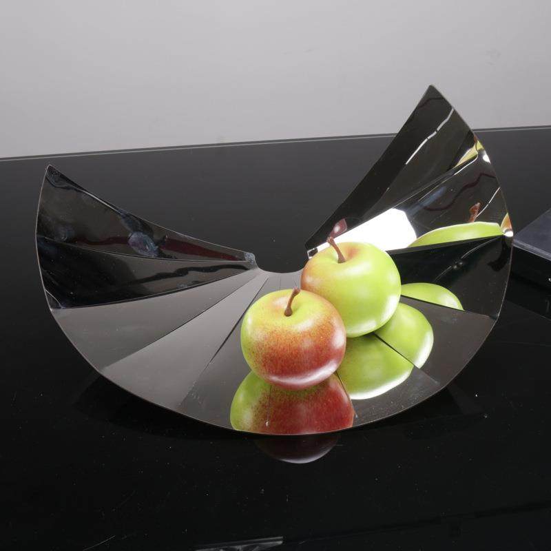 现代简约轻奢金属不锈钢扇形果盘创意艺术软装饰品水果盘摆件