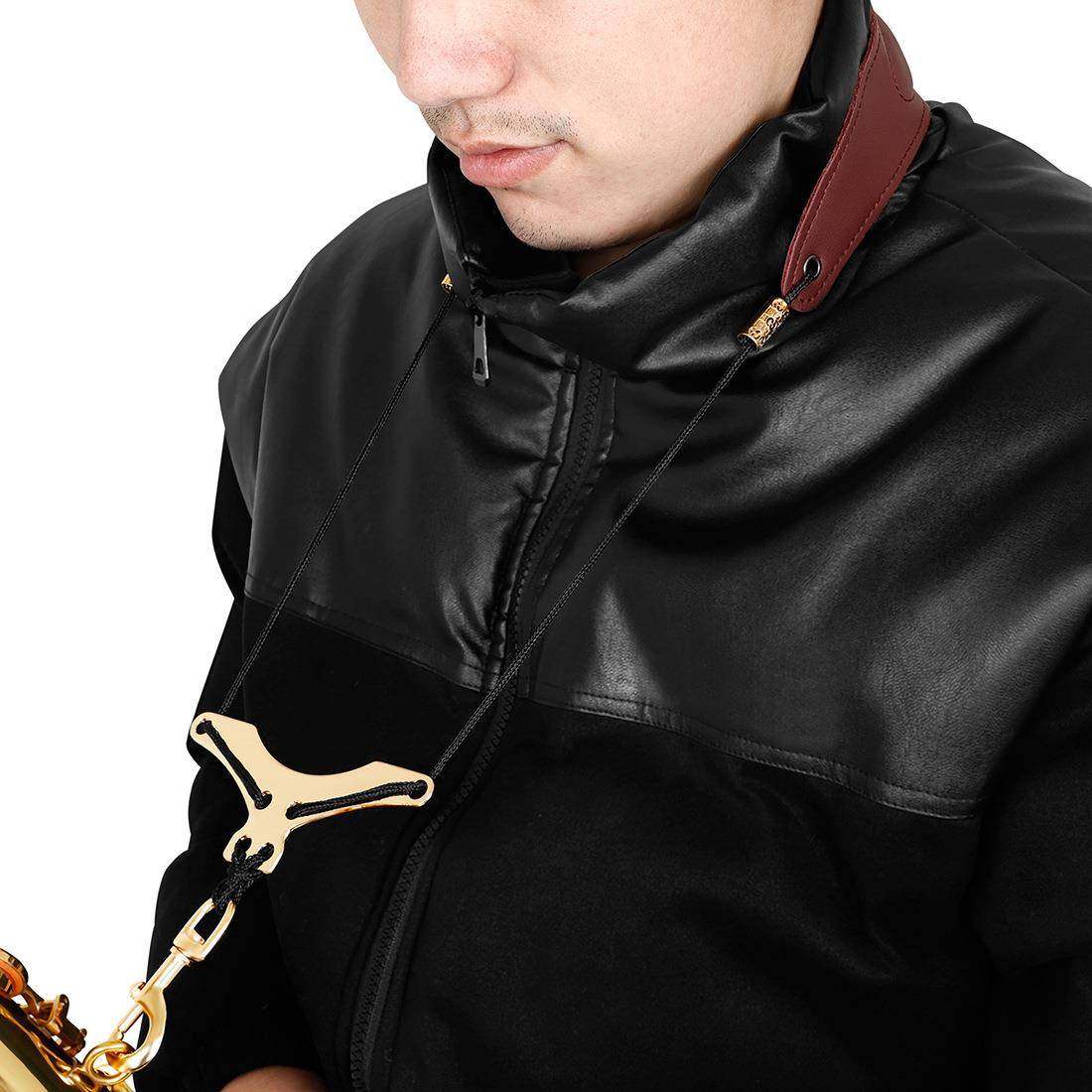 乐器配件萨克斯加棉皮质背带可调节挂带成人学生萨克斯风脖带