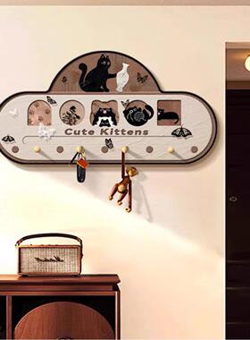 BE-014中古风简约猫咪洞洞板装饰画玄关走廊多功能置物挂钩装饰画