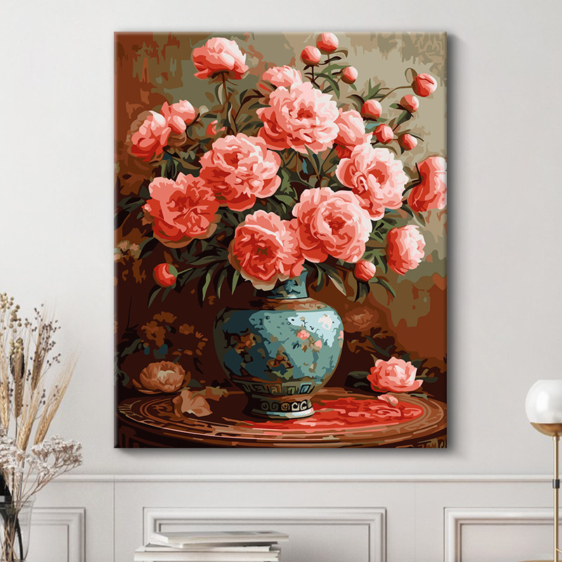 数字油画diy手绘减压花卉油彩画手工高级感填充填色画画锦上添花
