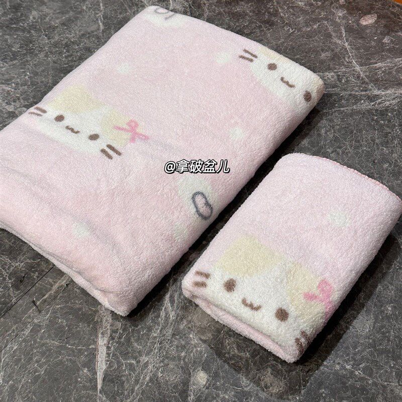 自制棉花糖猫大浴巾柔软吸水毛巾可爱洗澡裹巾家用
