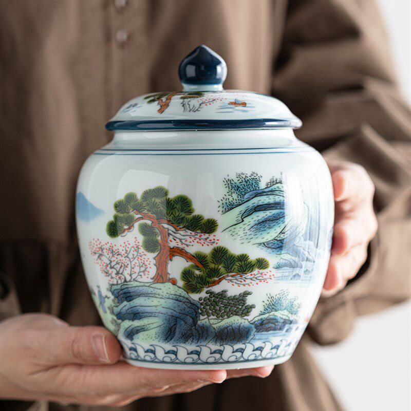 存茶罐储存罐瓷罐储茶罐家用绿茶红茶中式复古茶叶罐空罐密封罐