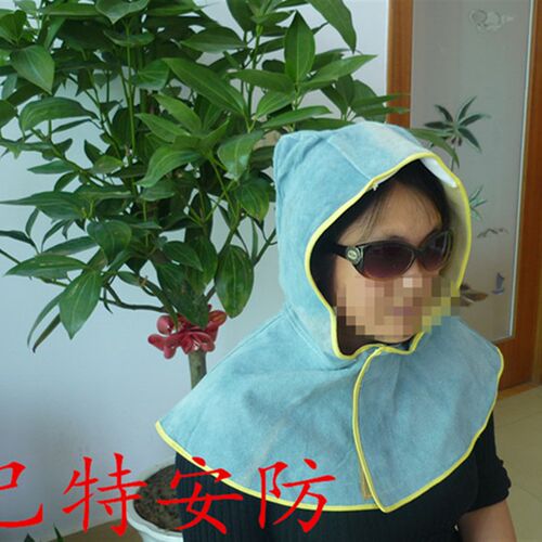 牛皮套头披肩帽 防尘风帽 劳保用品披肩帽耐磨牛皮披焊工帽工作帽