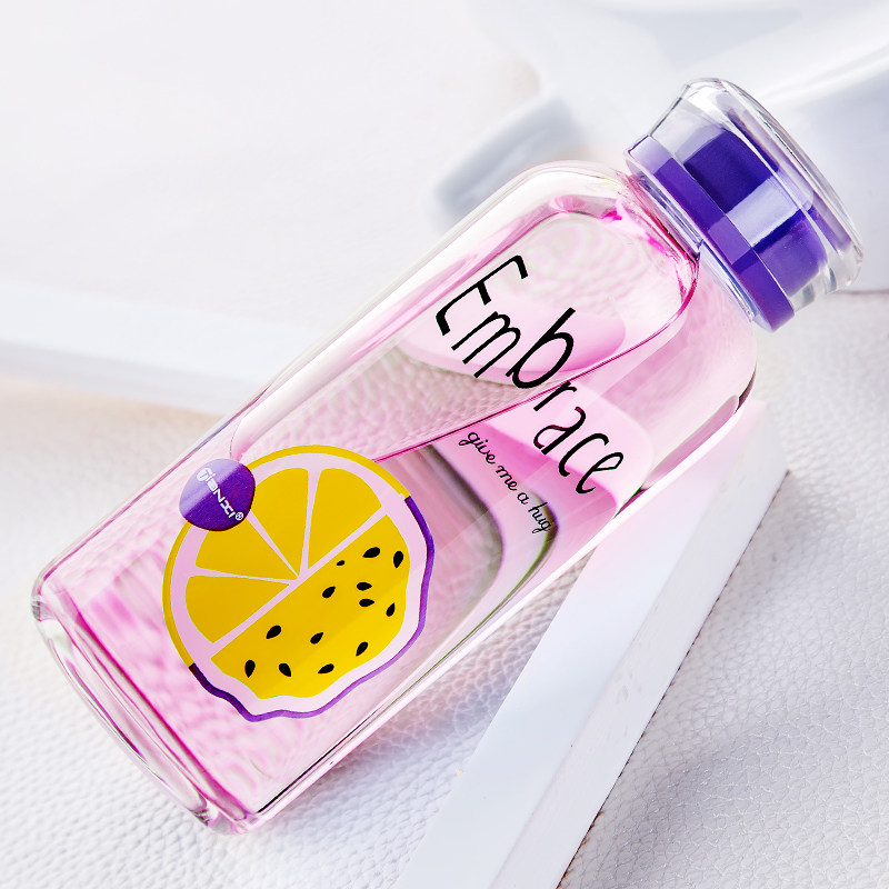 天喜玻璃杯水杯便携杯子透明水瓶创意可爱学生随手杯女士带盖茶杯