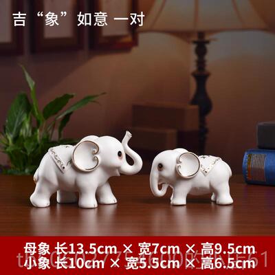 方泥土陶瓷象如东意象一对摆件柜 家居客厅电视装D09-01吉饰小象