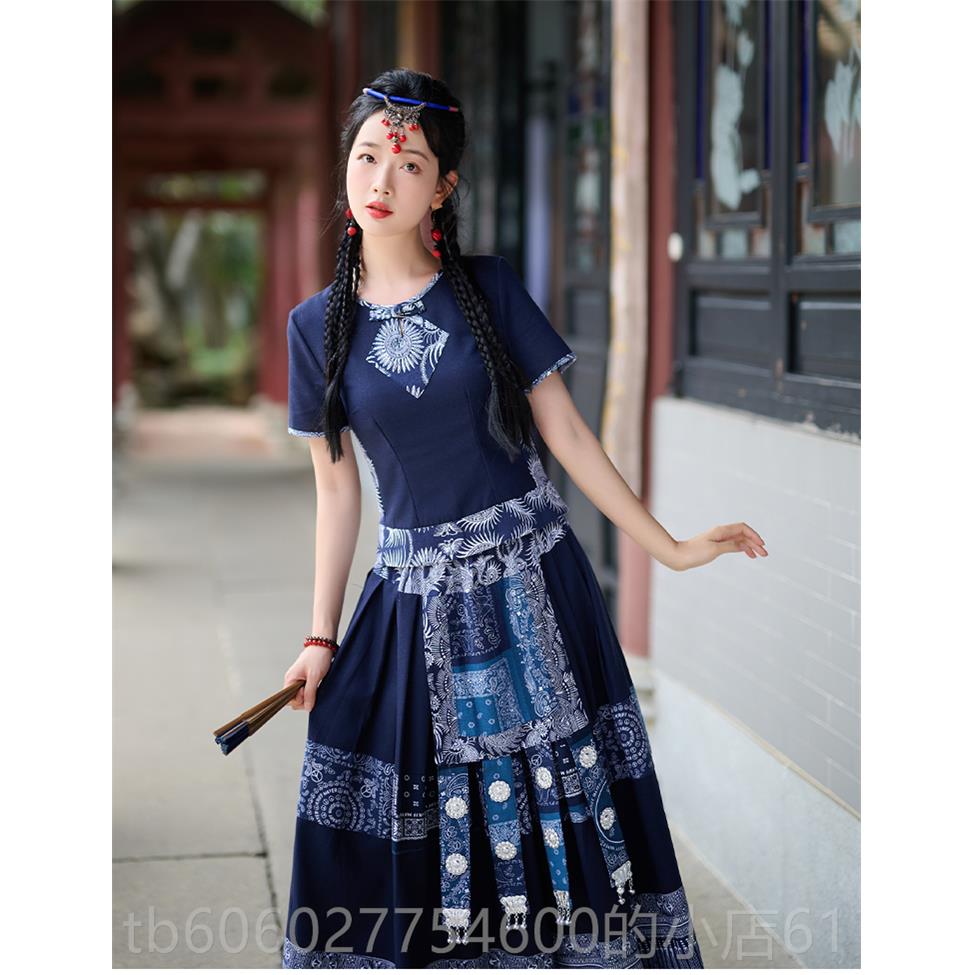 云刺南绣民族风女装G麻古棉套装夏覆季苗族服装女成人中国风演出