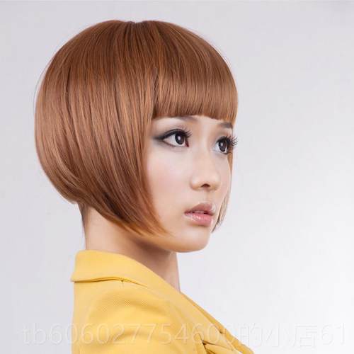 生短发波波头帅气仿真网红款时尚女蓬松齐刘海全头套人假气新EZH