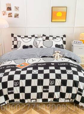 网款ins四套全棉纯红棉GWI床上用品学生件宿舍床单人被套被子三件