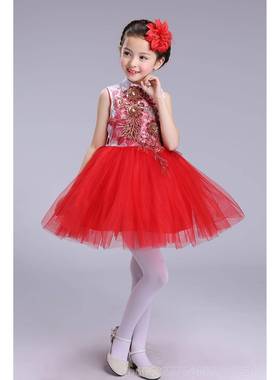 六一儿童小服学生合唱表演服公主裙1587A舞服装蓬蓬裙纱片裙礼碟