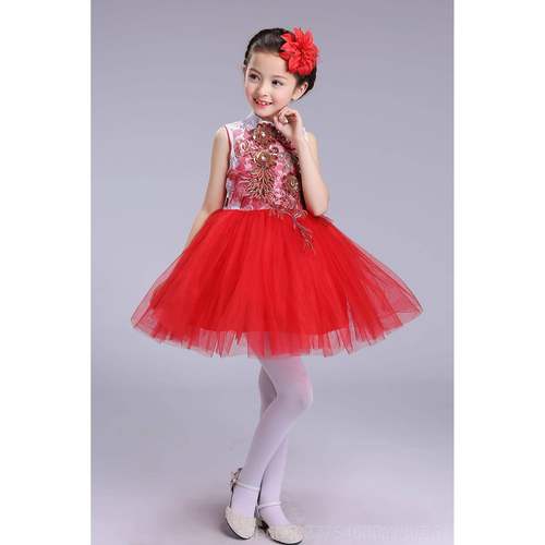六一儿童小服学生合唱表演服公主裙1587A舞服装蓬蓬裙纱片裙礼碟