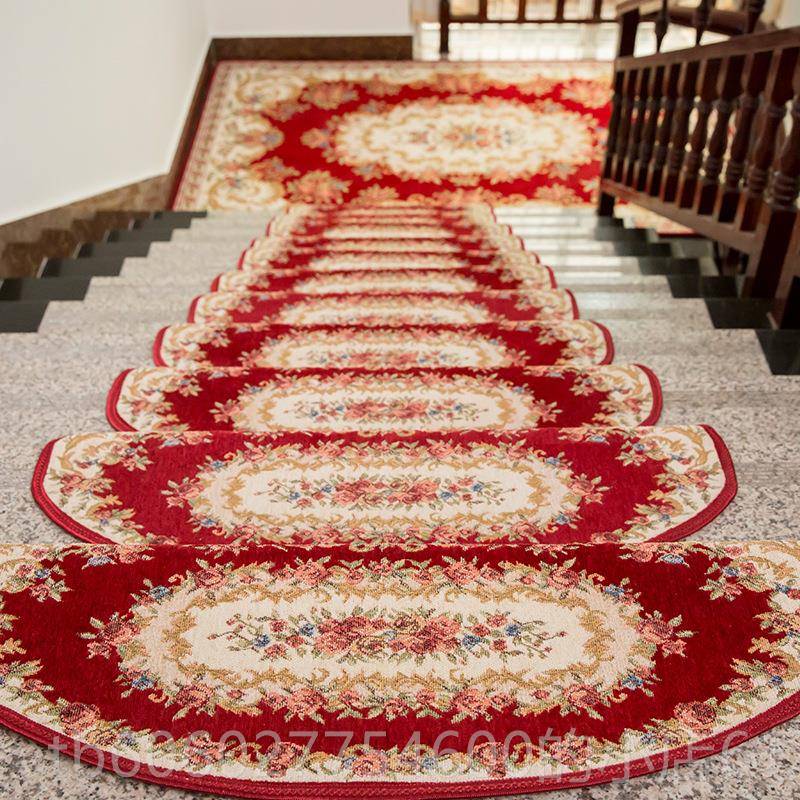 地实木梯踏步垫弧形定楼转角毯防制滑自吸家楼梯垫用免胶自粘欧式