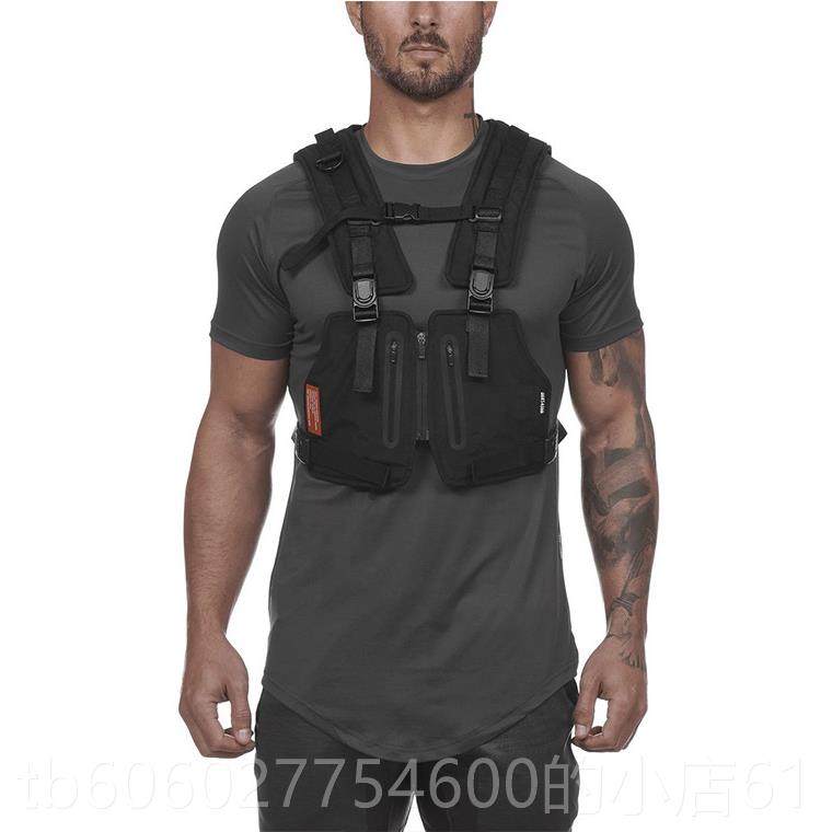 健身马甲男肉士动运X19-766M防护背护心户外装备肌男跑步马甲防战