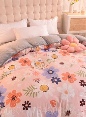 A纯棉厚B珊瑚绒套AOY单件全棉单面绒罩冬天加牛奶绒四被件套套被