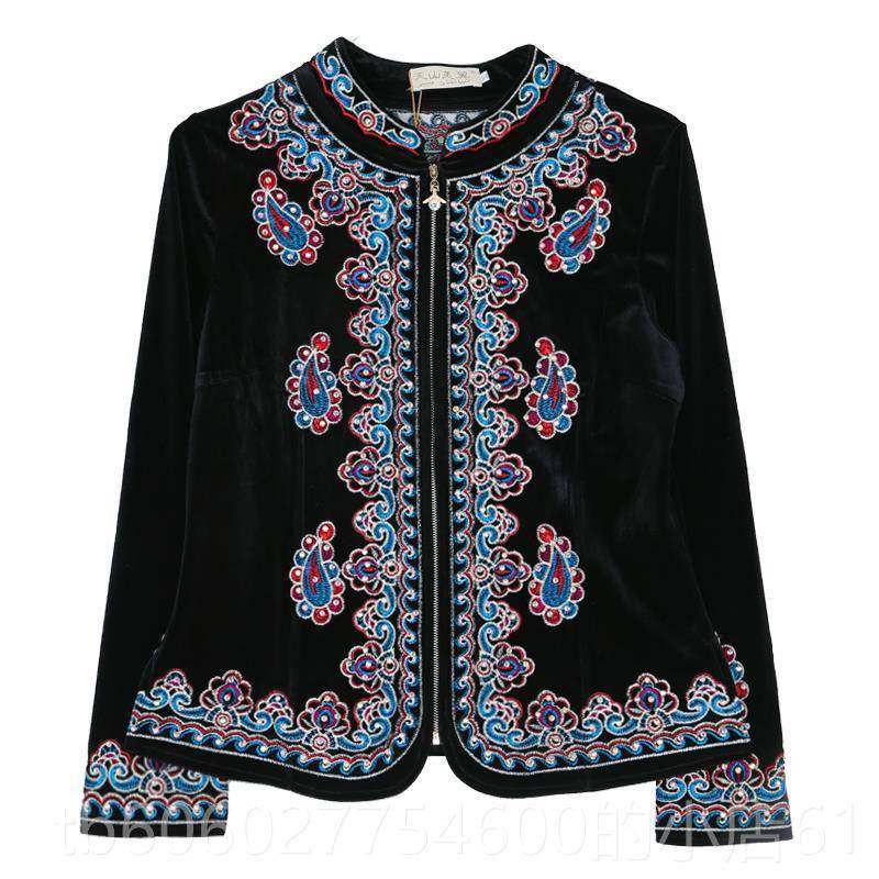 新疆舞丝蹈上衣金花绒绣烫钻民族风舞服场舞广服维族EZA舞蹈演出