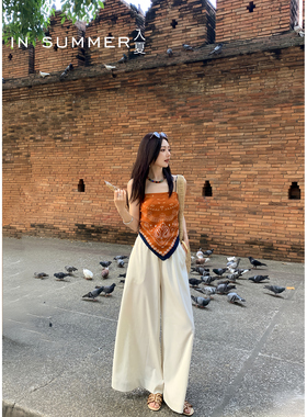 入夏INSUMMER 2026新品亚麻白色度假休闲阔腿裤 高级感设清凉长裤