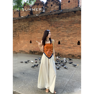 高级感设清凉长裤 亚麻白色度假休闲阔腿裤 2026新品 入夏INSUMMER