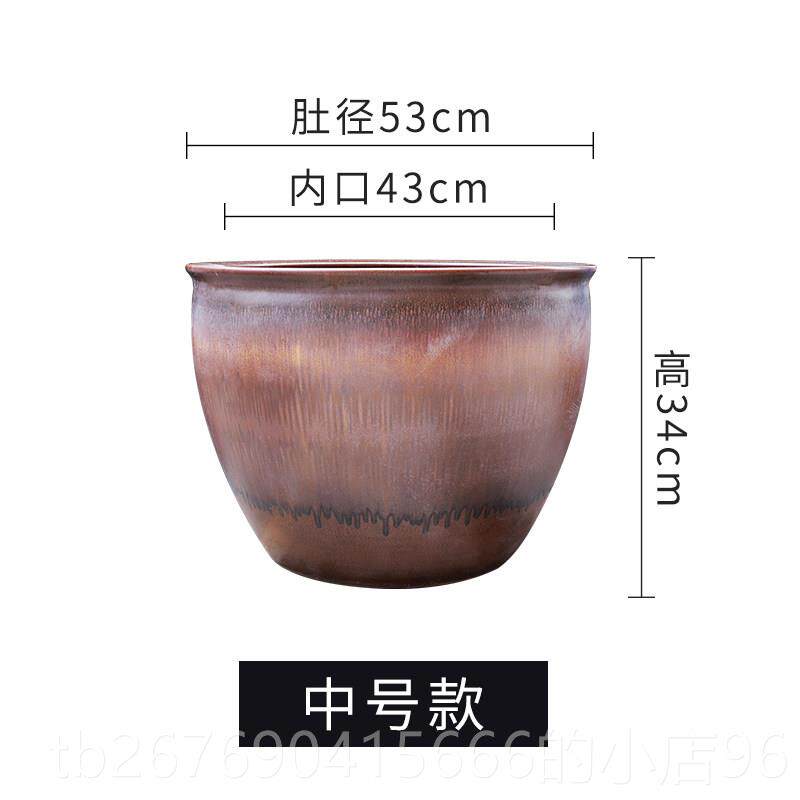 高档景德镇陶瓷变大缸仿树古窑釉鱼缸睡莲荷花盆客厅庭院户缸外水