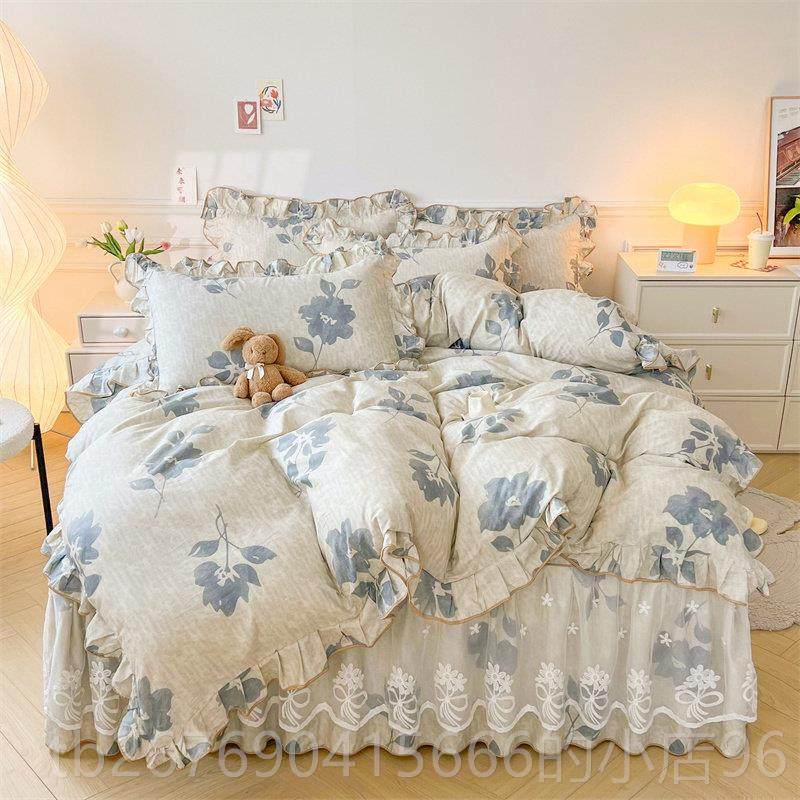 高档床上纯棉裙式四件套床1.28米罩全棉韩版碎床花被套公主风蕾丝,床上用品,床品套件/四件套/多件套,淘宝优惠券,粉丝福利购,淘宝优惠卷