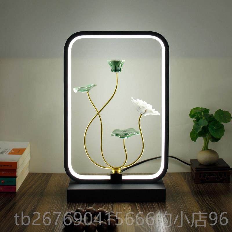 高档新式复古中灯卧室床头灯ins客厅禅意台床头柜房荷花朵夜书灯,家装灯饰光源,装饰台灯,淘宝优惠券,粉丝福利购,淘宝优惠卷