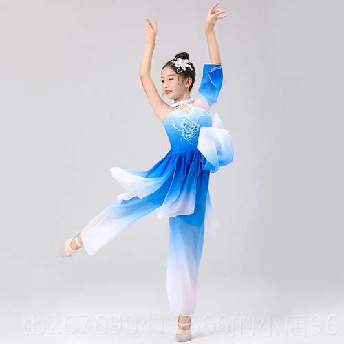 高档儿童典舞演出服中国风女童飘女逸舞蹈服新服款少儿扇子舞表演