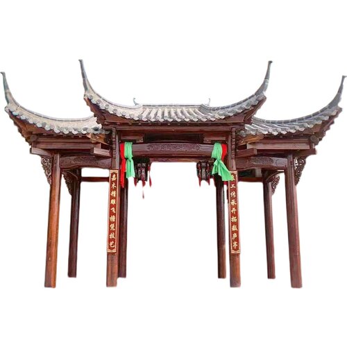 仿古门楼大门造型仿古实木牌坊新中式农村庭院户外凉亭琉璃瓦园林