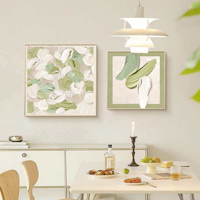 新款绿色奶油风肌理高级感饭厅挂画饭厅装饰画客厅卧室牀头墙壁画,家居饰品,现代装饰画,淘宝优惠券,粉丝福利购,淘宝优惠卷