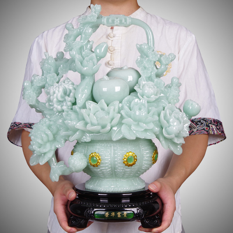 招财乔迁新居礼品客厅电视酒柜装饰品牡丹花富贵平安花篮摆件摆设,家居饰品,装饰摆件,淘宝优惠券,粉丝福利购,淘宝优惠卷