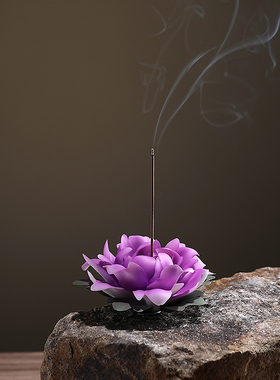 龙器创意陶瓷纯手工牡丹花摆件茶室客厅办公室线香插桌面小装饰品