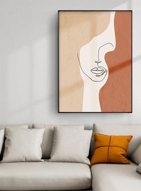 客厅惬意插生QX202111活现代抽象装饰画简约人物植物画大幅沙发卧