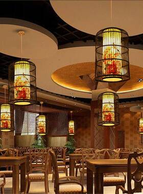 吴忠创意艺东南PYV米风格民宿藤吊灯日式榻榻饭店料亚理店竹编吊