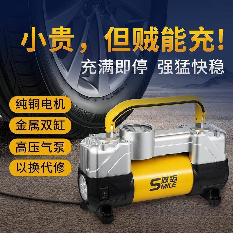 双车ZQN载充气泵便式车用轮胎高压大功率电动汽车携打气泵12V包缸