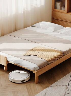 发CZU户樱桃木多功伸缩床抽拉床1米5床小型单能人双人两用全实木