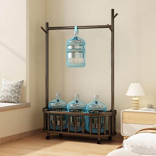 实木衣帽架带脏衣篮落卧地立头式FYW室家用可移动轮带置物架一体