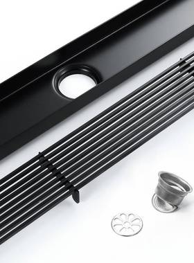 地不锈长地漏钢条格栅网面黑色地漏HIDL163-浴室阳台钢漏HI1DL63