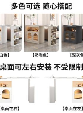 奶油用风吧台桌家YPQ可伸型客厅岩板餐边柜隔断一体靠墙小缩户储
