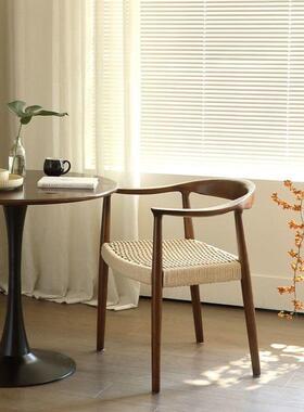 家用古侘办公肯迪UEN寂风全绳编尼实木复餐椅统总椅广岛