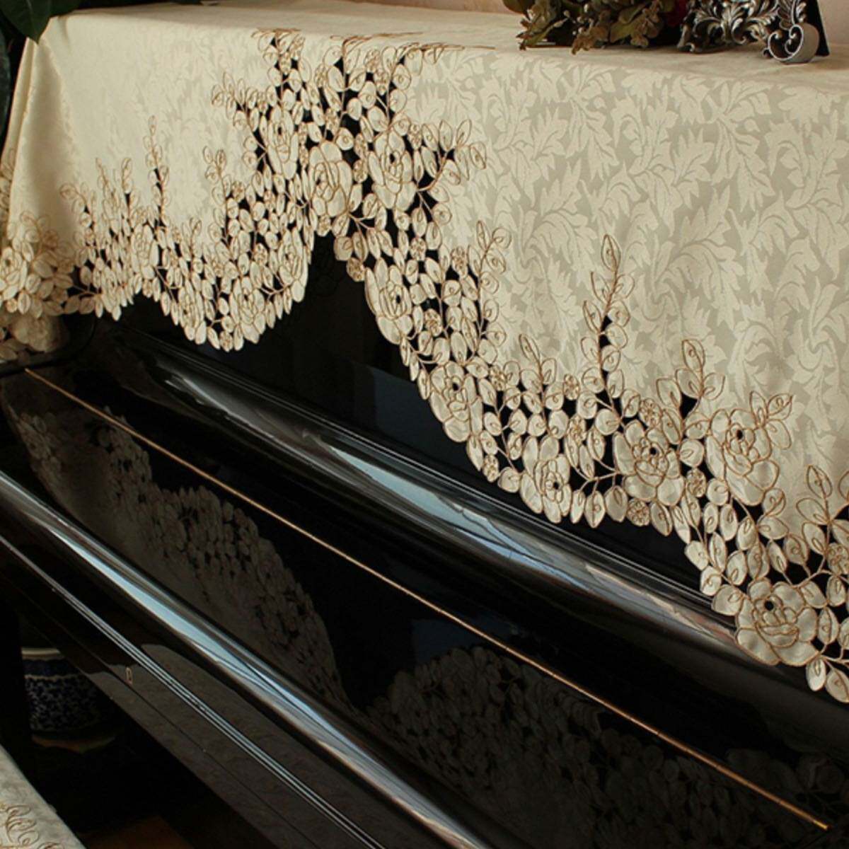 钢琴罩轻奢防尘罩网红大气法式蕾丝复古简约钢琴盖C&