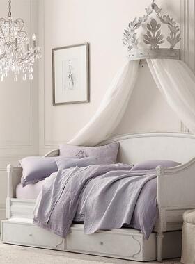 美式乡床村汉实木沙发床欧式式雕花罗床简约现tfgfg$*&代儿童高低