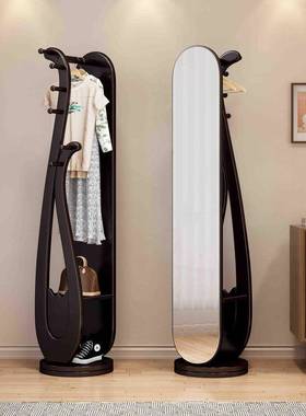实合木穿PFS65434衣镜二一多功能身镜转角衣帽架挂旋衣架落地式可