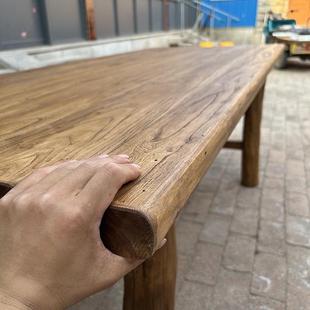 老榆木桌实木复古茶桌茶长条餐桌台板家用原木桌985子面吧台长桌