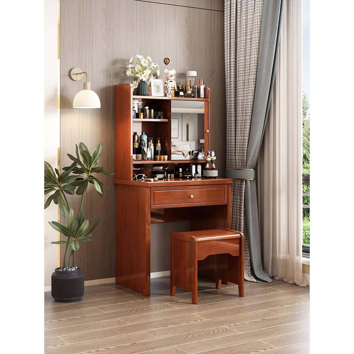 新中式梳妆妆台体PSF收纳柜带镜一卧室现代简小型化台约化妆桌