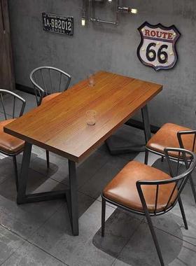 旧厅复古怀小酒馆工业风酒吧烤店酒馆69530饭店中烧餐实木铁艺桌